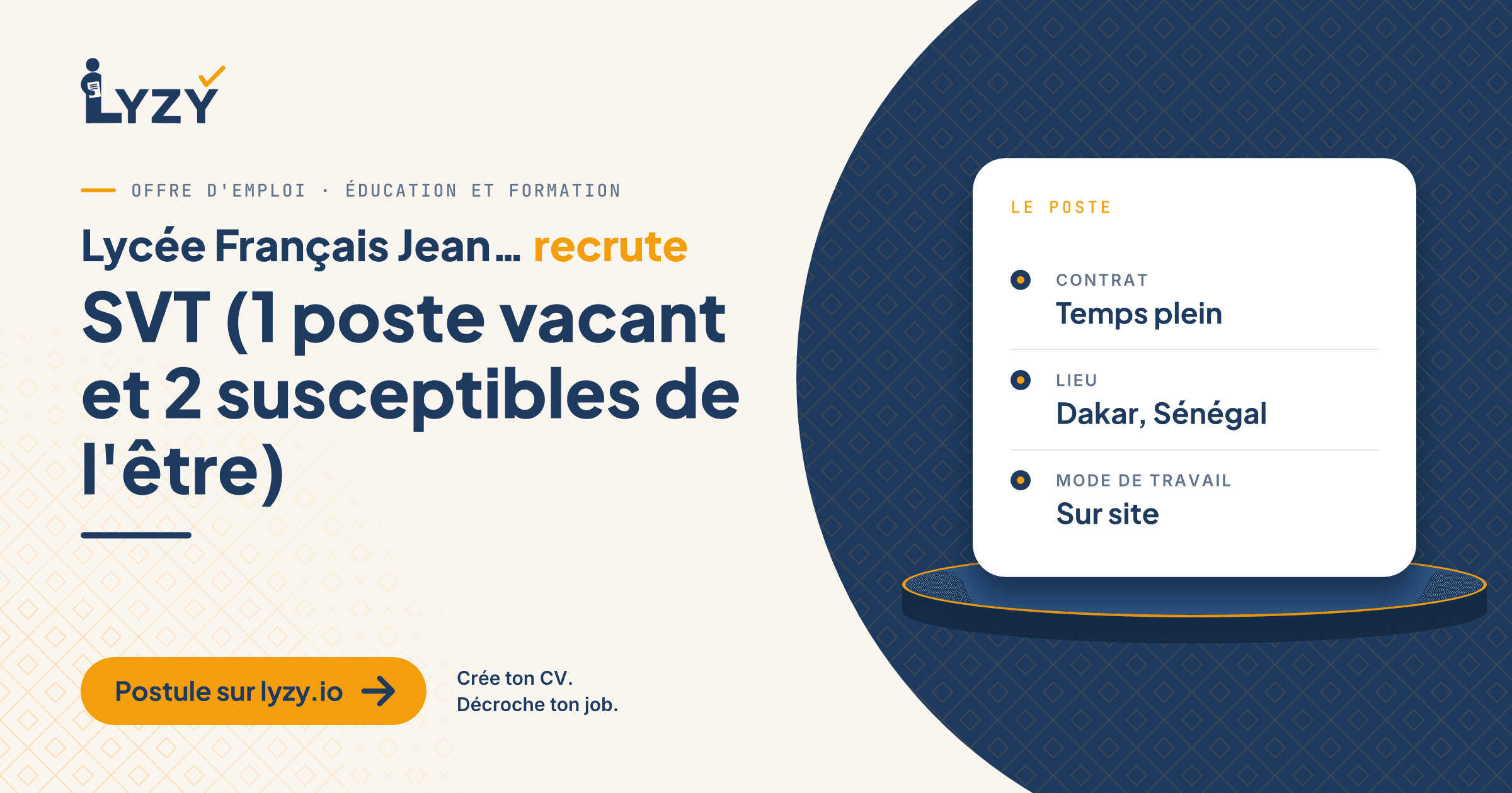 SVT (1 poste vacant et 2 susceptibles de l'être)
