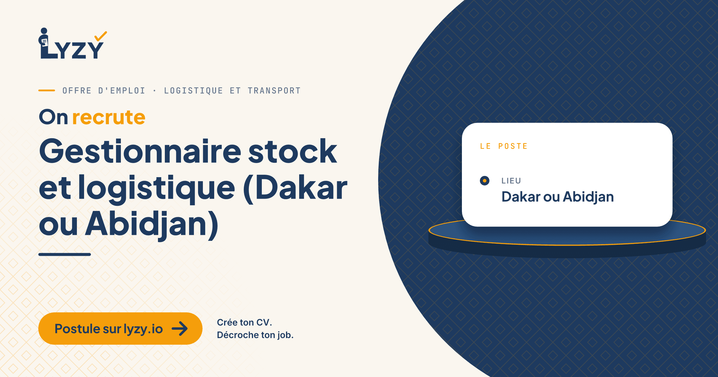 Gestionnaire stock et logistique (Dakar ou Abidjan)