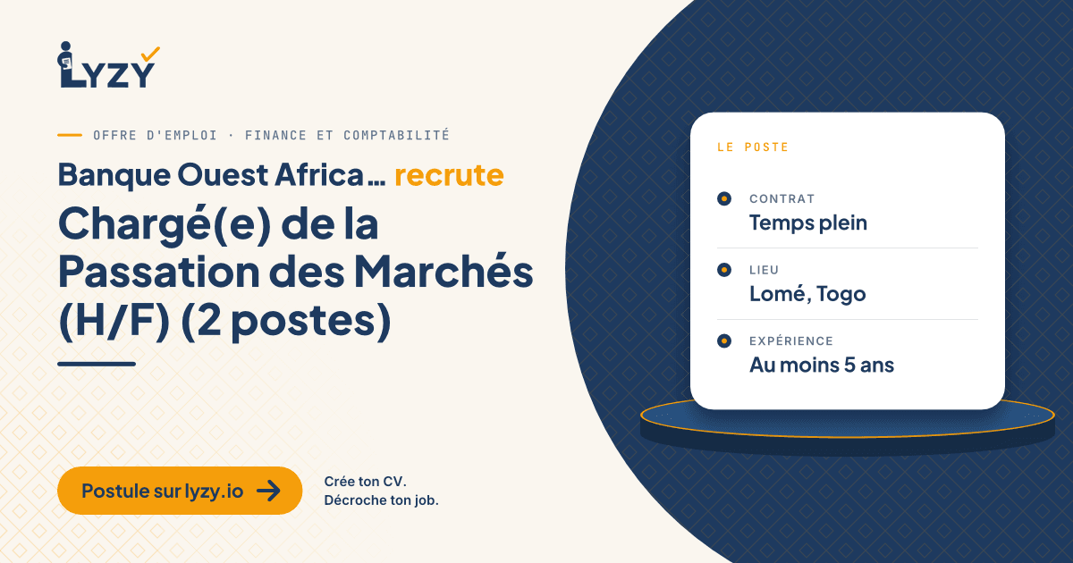 Chargé(e) de la Passation des Marchés (H/F) (2 postes)