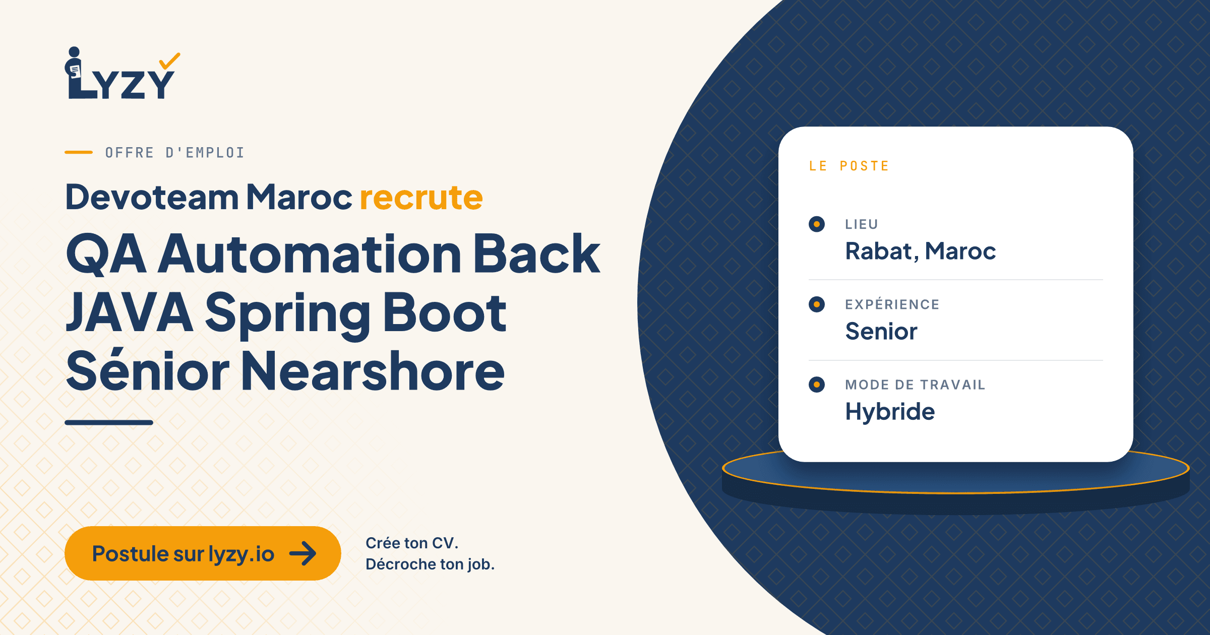 QA Automation Back JAVA Spring Boot Sénior Nearshore