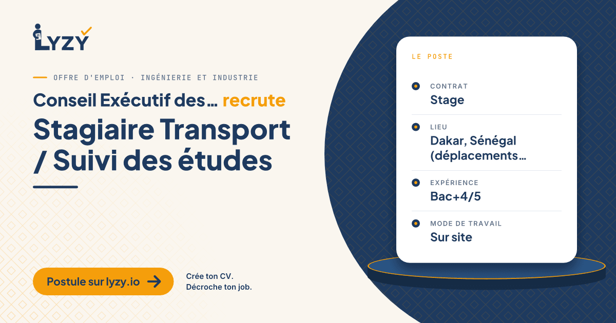 Stagiaire Transport / Suivi des études