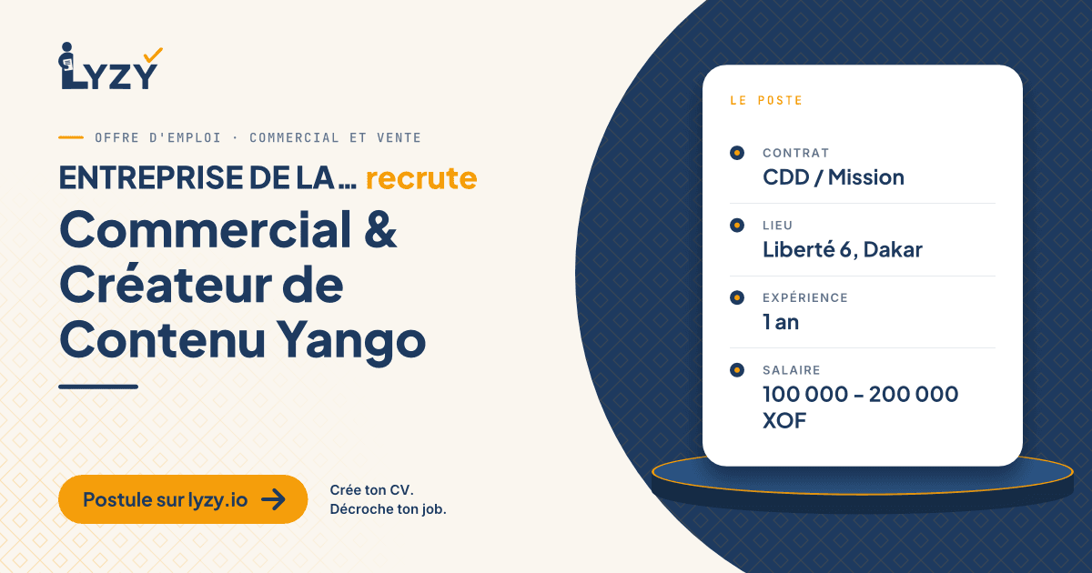 Commercial & Créateur de Contenu Yango