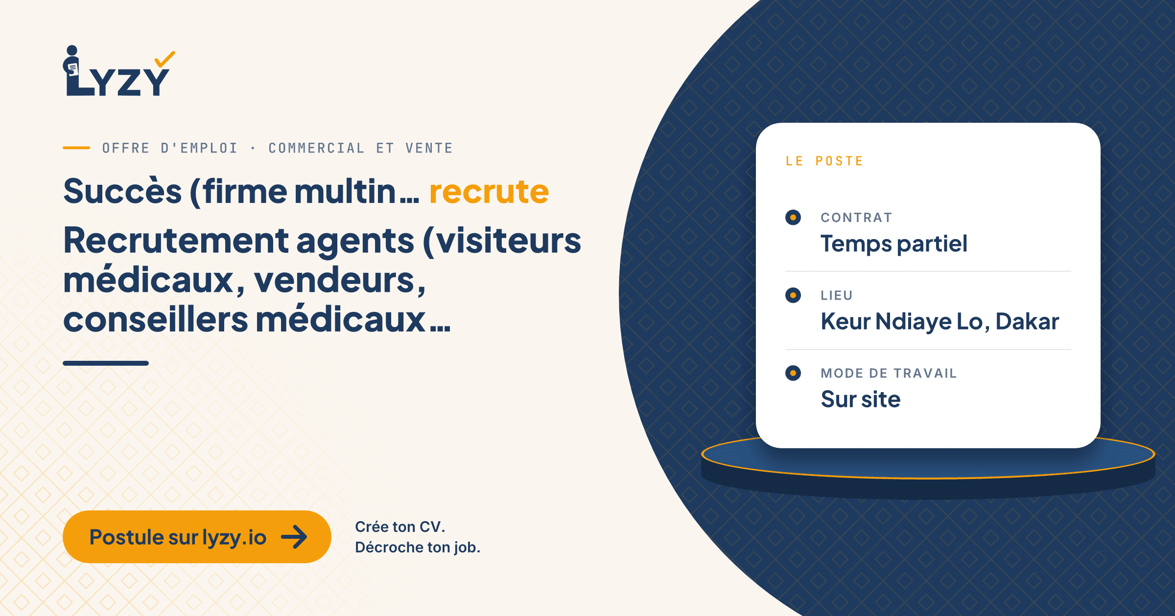 Recrutement agents (visiteurs médicaux, vendeurs, conseillers médicaux, infirmiers, agents commerciaux)