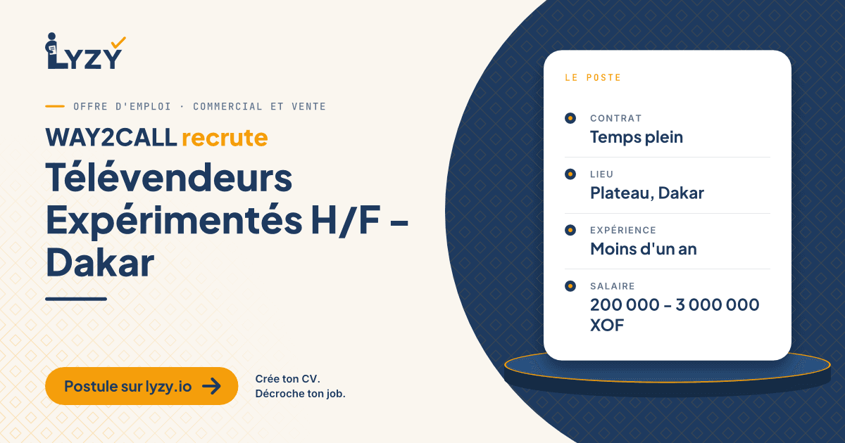 Télévendeurs Expérimentés H/F - Dakar