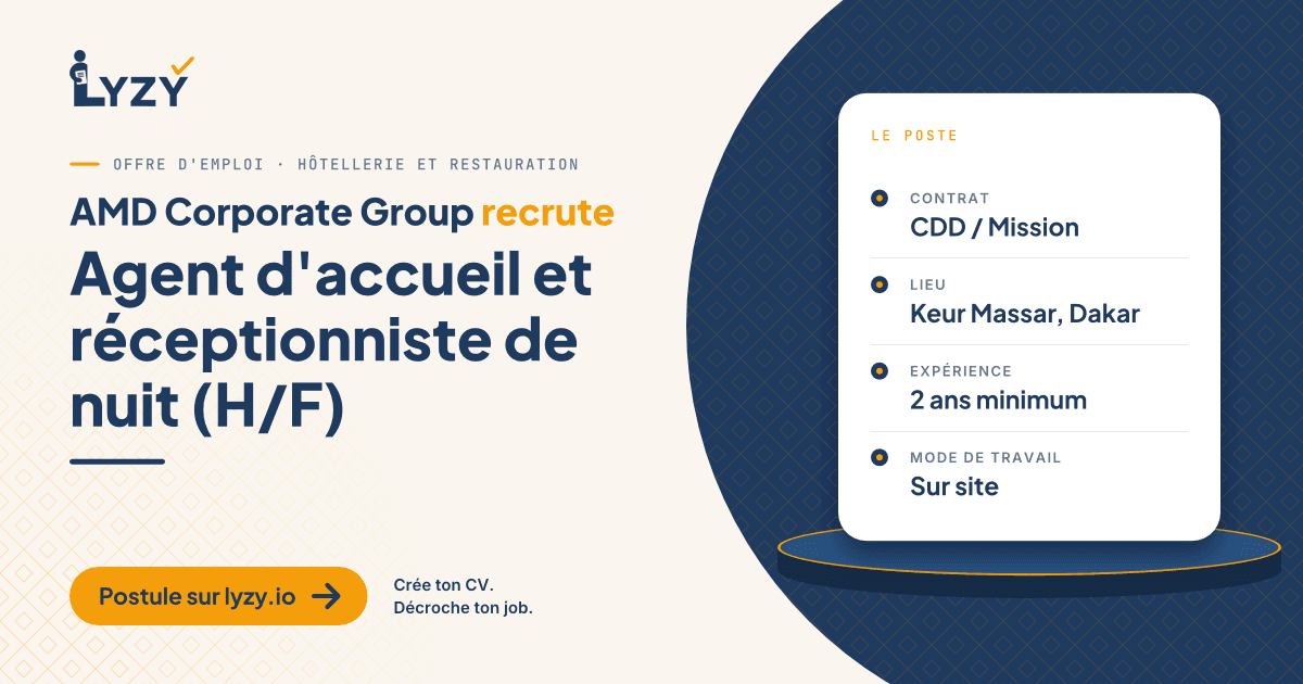Agent d'accueil et réceptionniste de nuit (H/F)