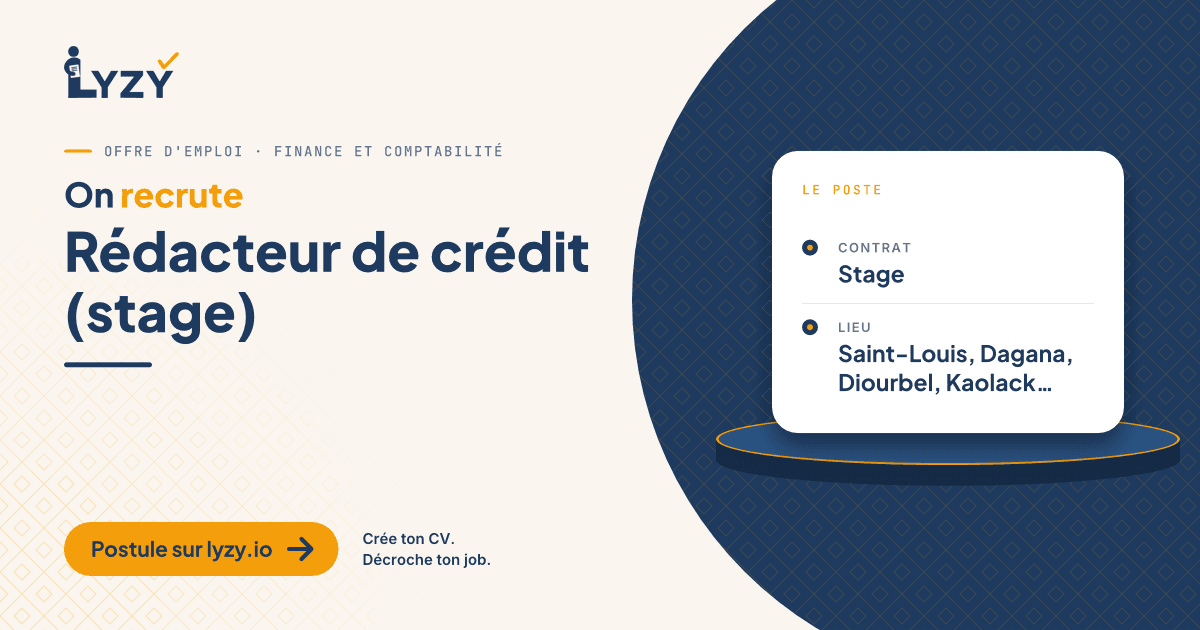 Rédacteur de crédit (stage)