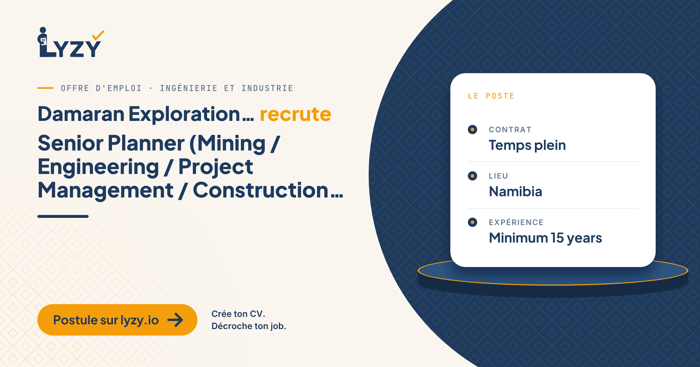 Senior Planner (Mining / Engineering / Project Management / Construction / Commissioning) - Namibia