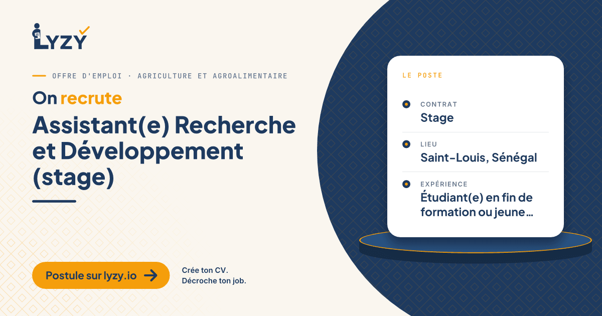 Assistant(e) Recherche et Développement (stage)
