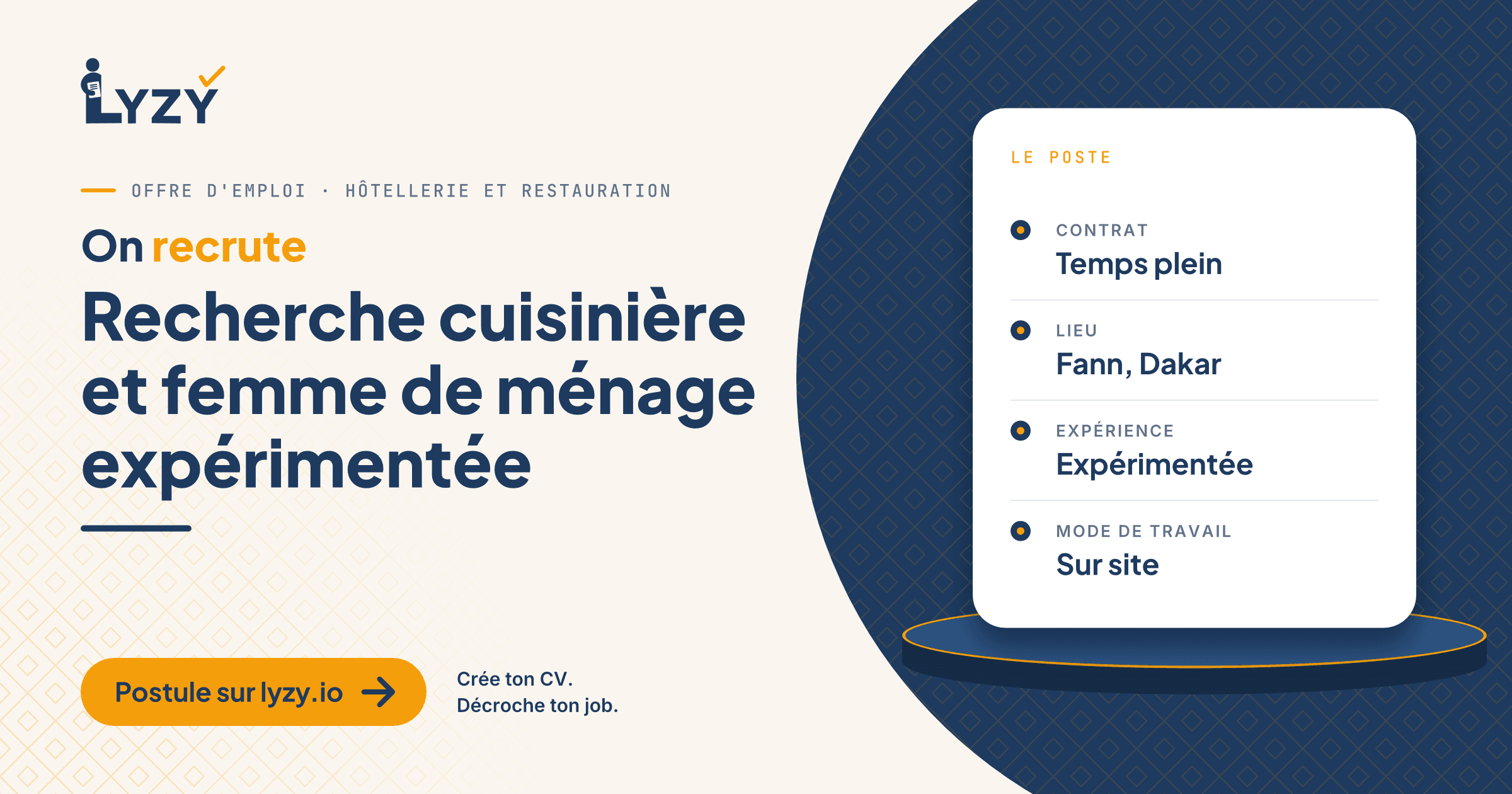 Recherche cuisinière et femme de ménage expérimentée