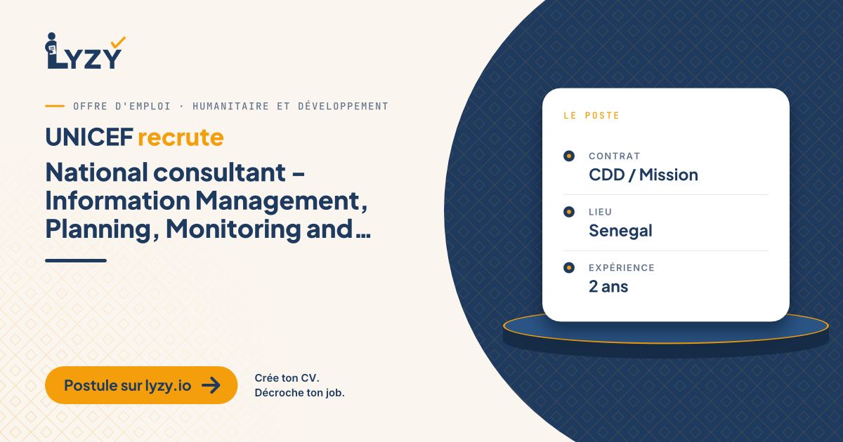National consultant - Information Management, Planning, Monitoring and Data, Regional Services WCAR