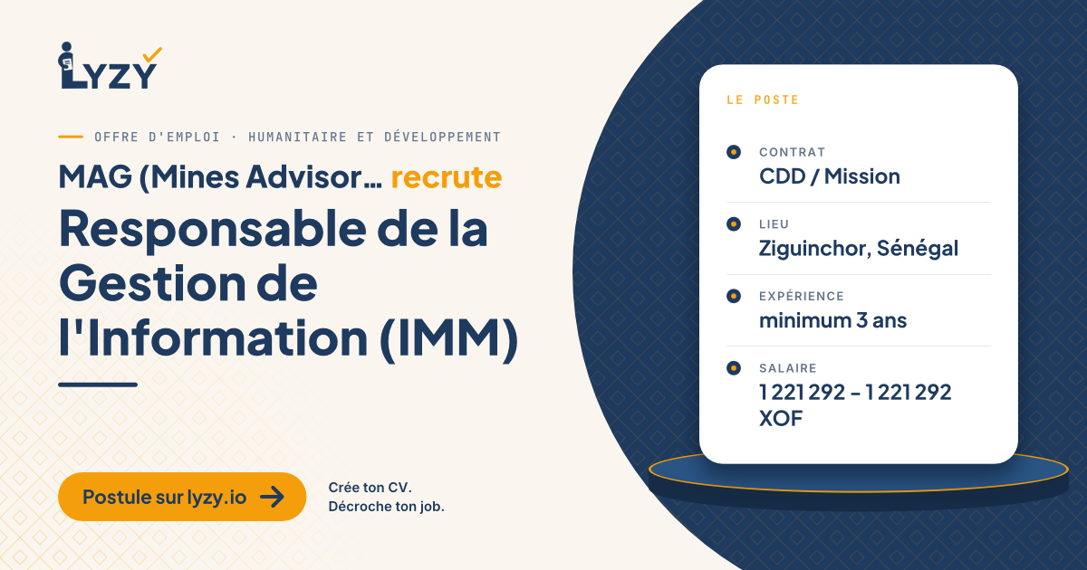 Responsable de la Gestion de l'Information (IMM)
