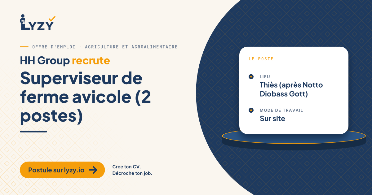 Superviseur de ferme avicole (2 postes)