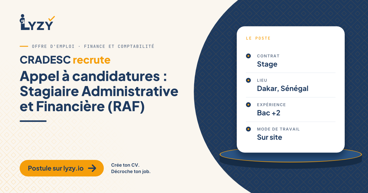 Appel à candidatures : Stagiaire Administrative et Financière (RAF)