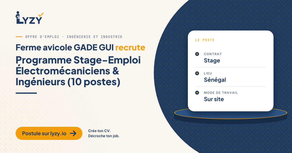 Programme Stage-Emploi Électromécaniciens & Ingénieurs (10 postes)