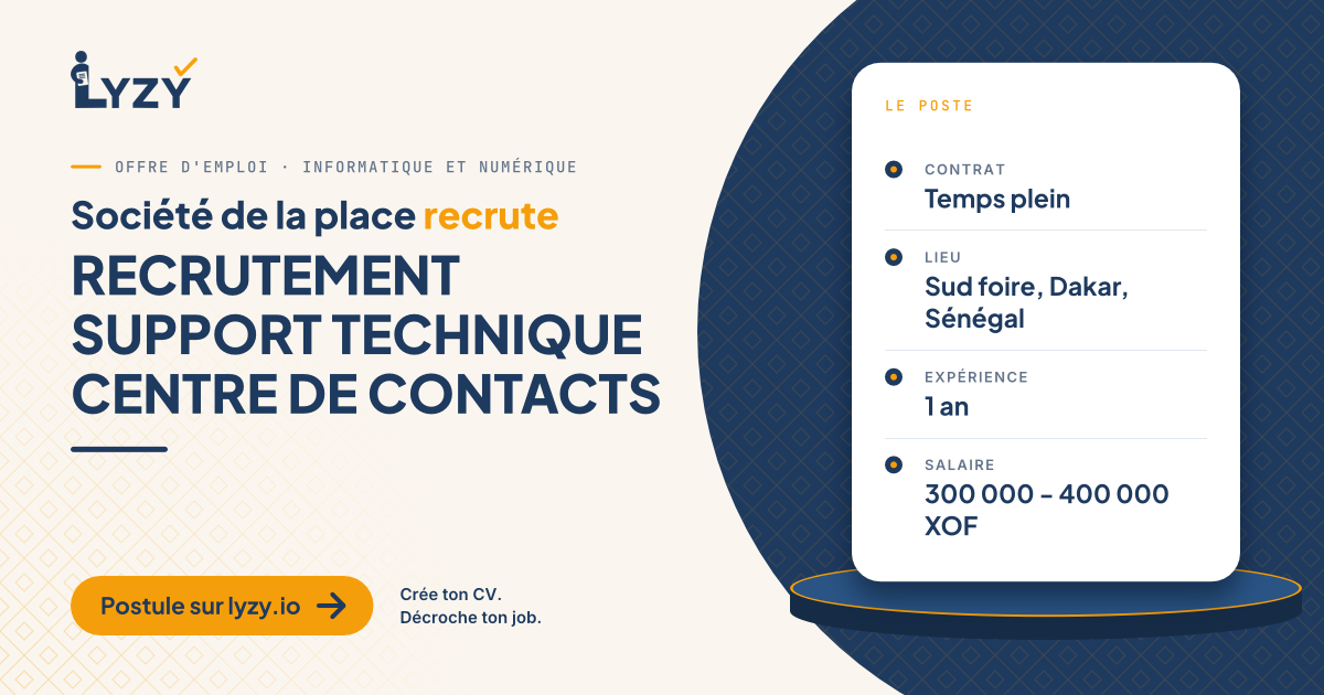 RECRUTEMENT SUPPORT TECHNIQUE CENTRE DE CONTACTS