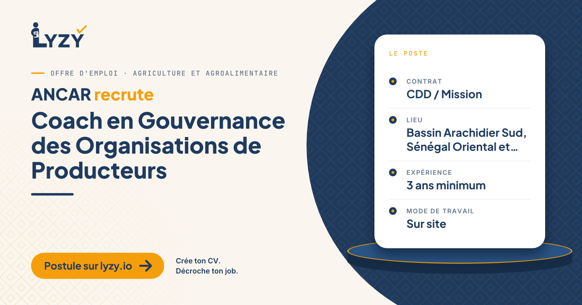Coach en Gouvernance des Organisations de Producteurs