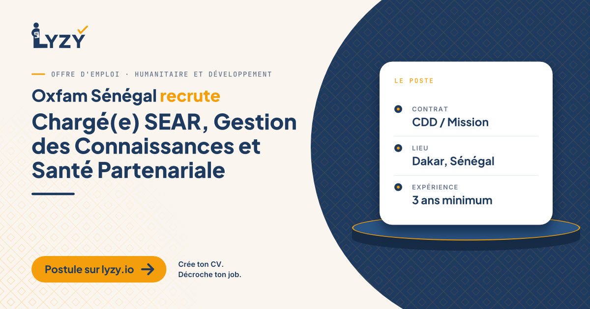 Chargé(e) SEAR, Gestion des Connaissances et Santé Partenariale