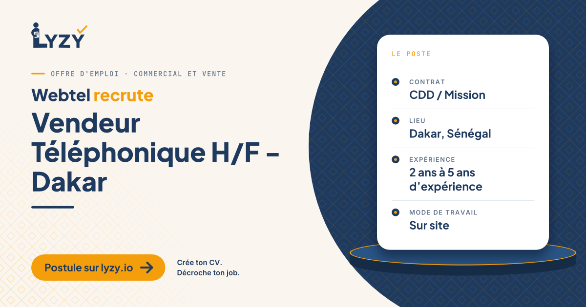 Vendeur Téléphonique H/F - Dakar
