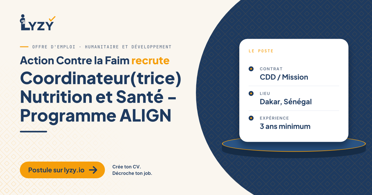 Coordinateur(trice) Nutrition et Santé - Programme ALIGN