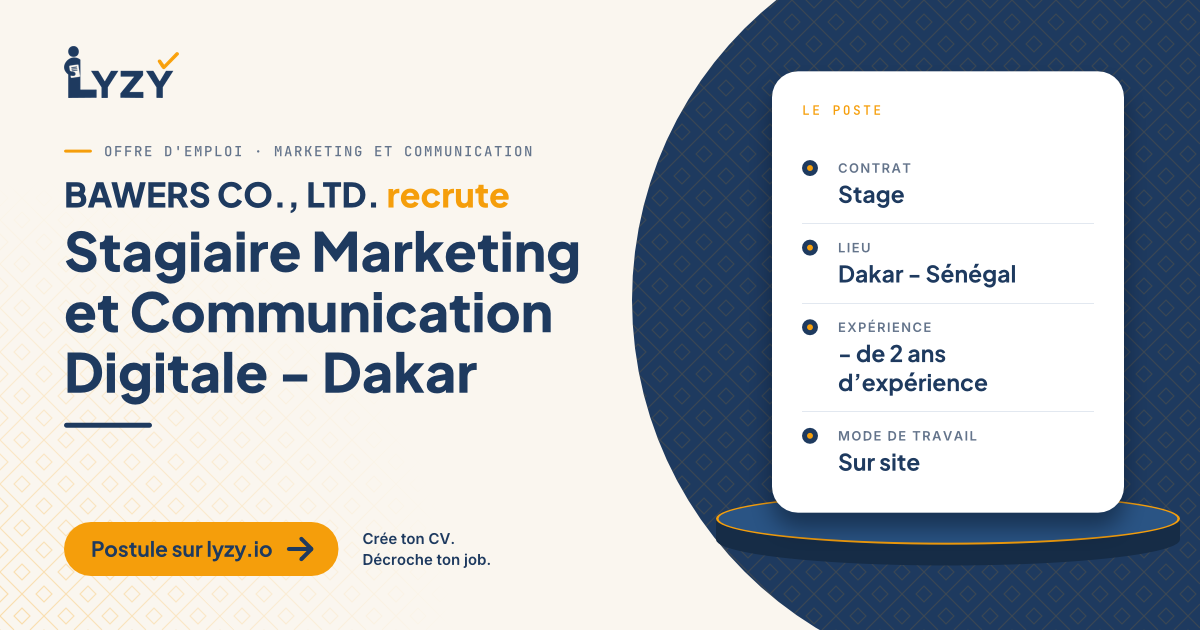 Stagiaire Marketing et Communication Digitale - Dakar